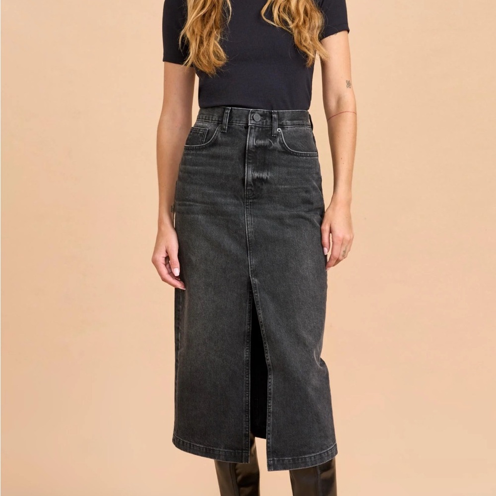NWOT La Ligne Kate Skirt, high waist black denim, size 29